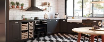 Une Cuisine blanche et noire moderne et élégante