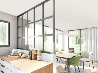 Verrière noire de cuisine