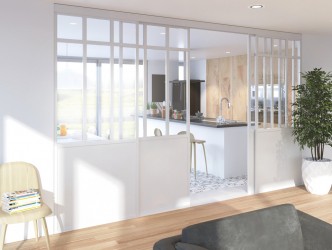 Verrière blanche de cuisine