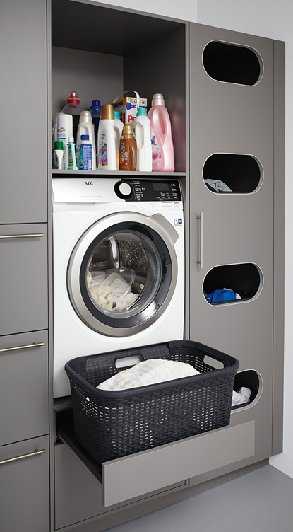 Meuble pour machine à laver et sèche-linge en hauteur avec