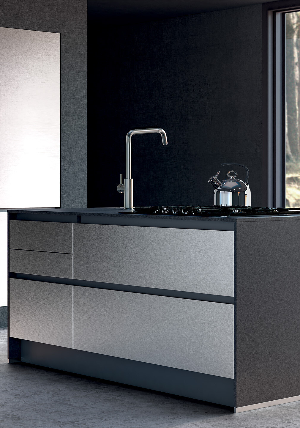 MIA acier brossé avec îlot