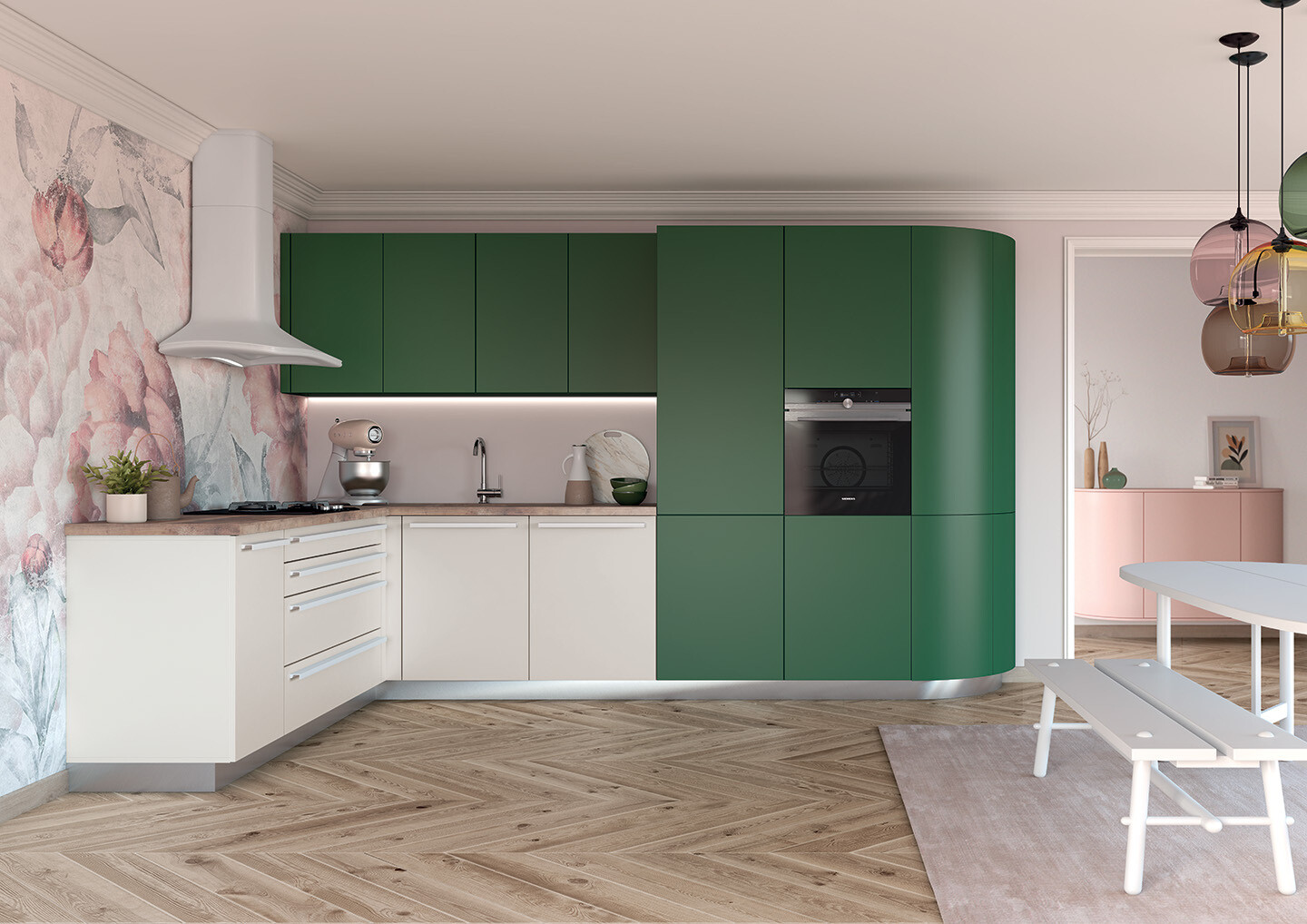 MILANO vert forêt meuble rondo