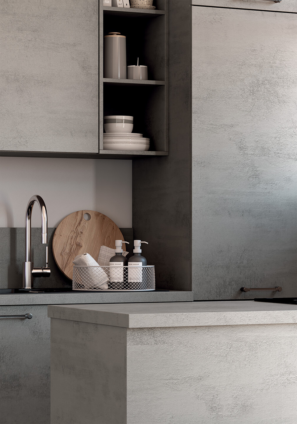 ARIA béton gris ardoise petit îlot