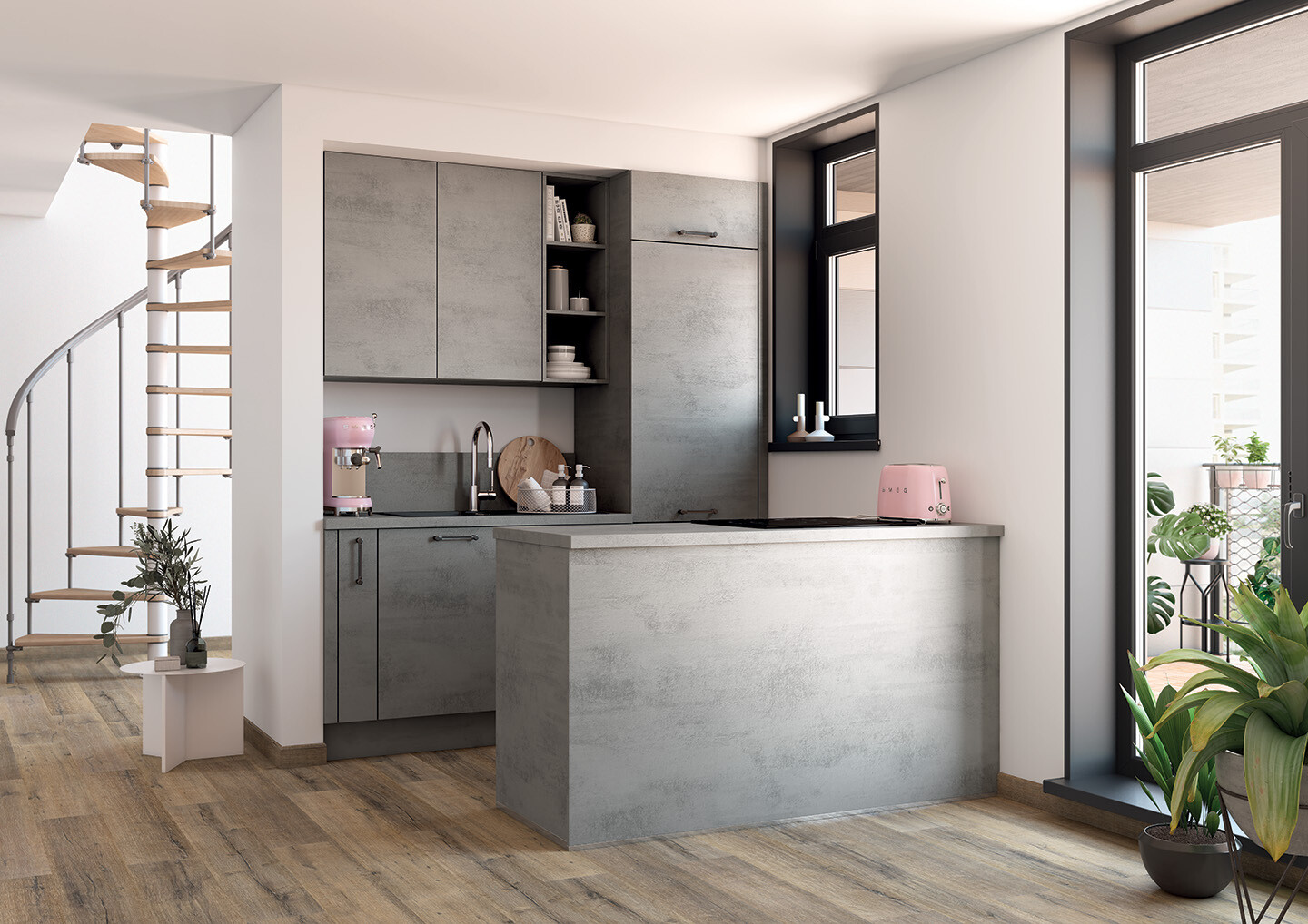 ARIA béton gris ardoise petit îlot