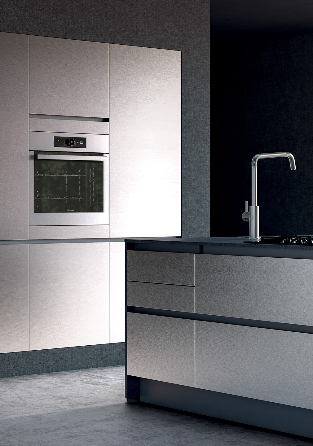 MIA acier brossé avec îlot