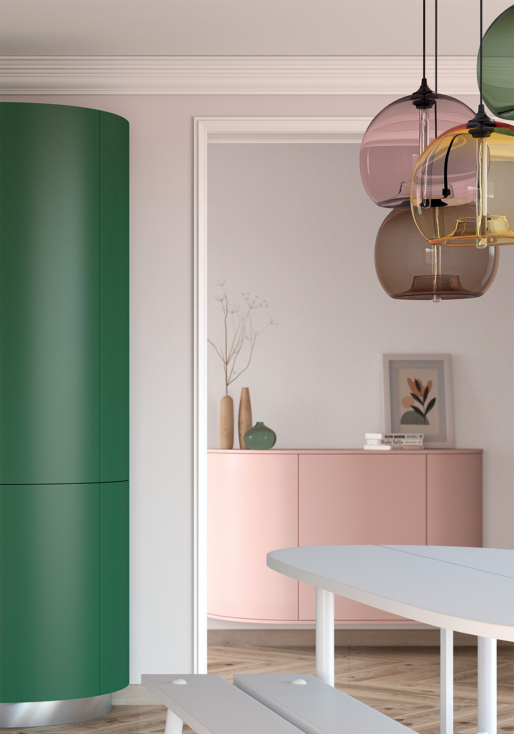 MILANO vert forêt meuble rondo