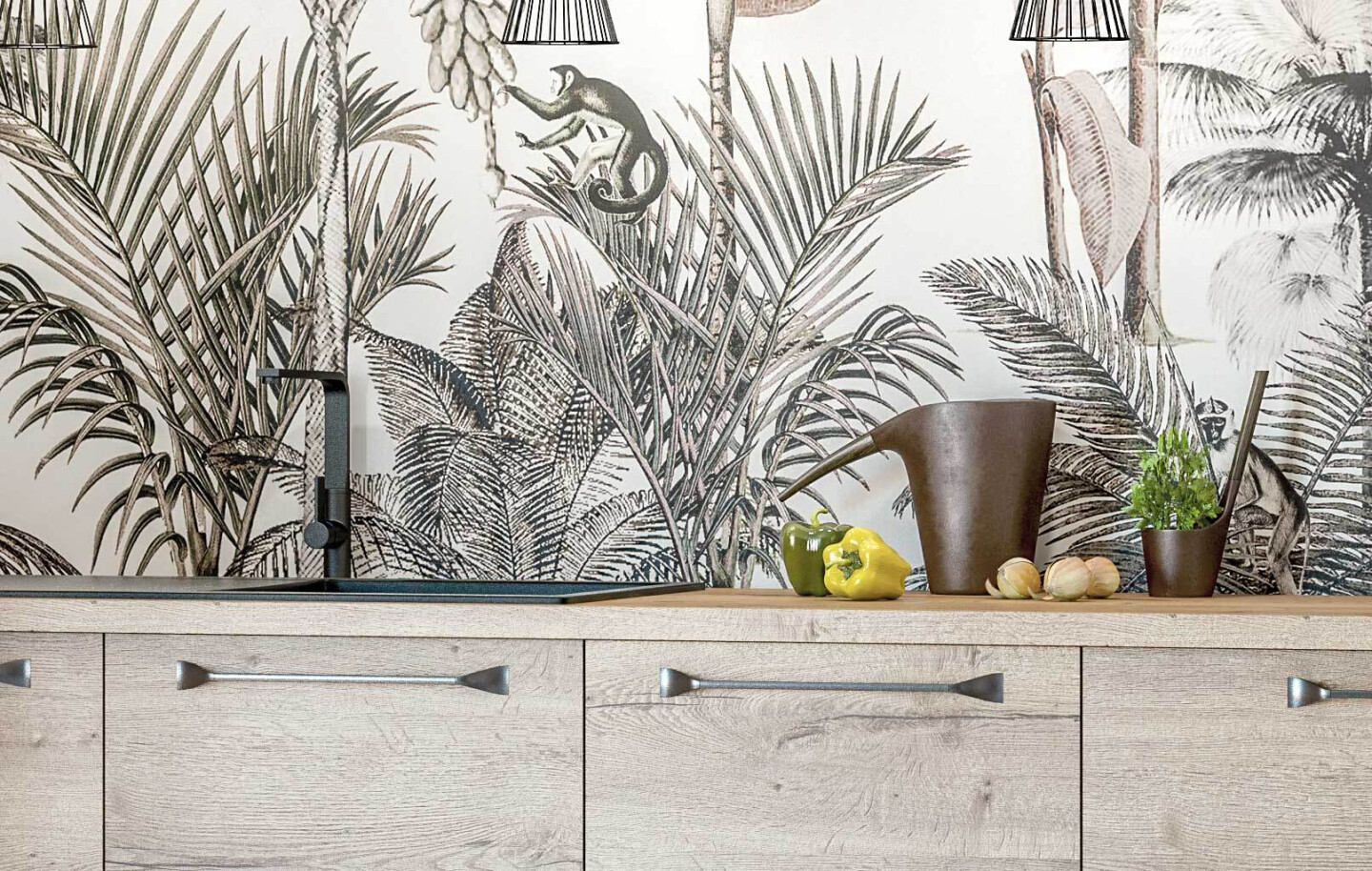 VALENTINA Chêne Havane et bleu