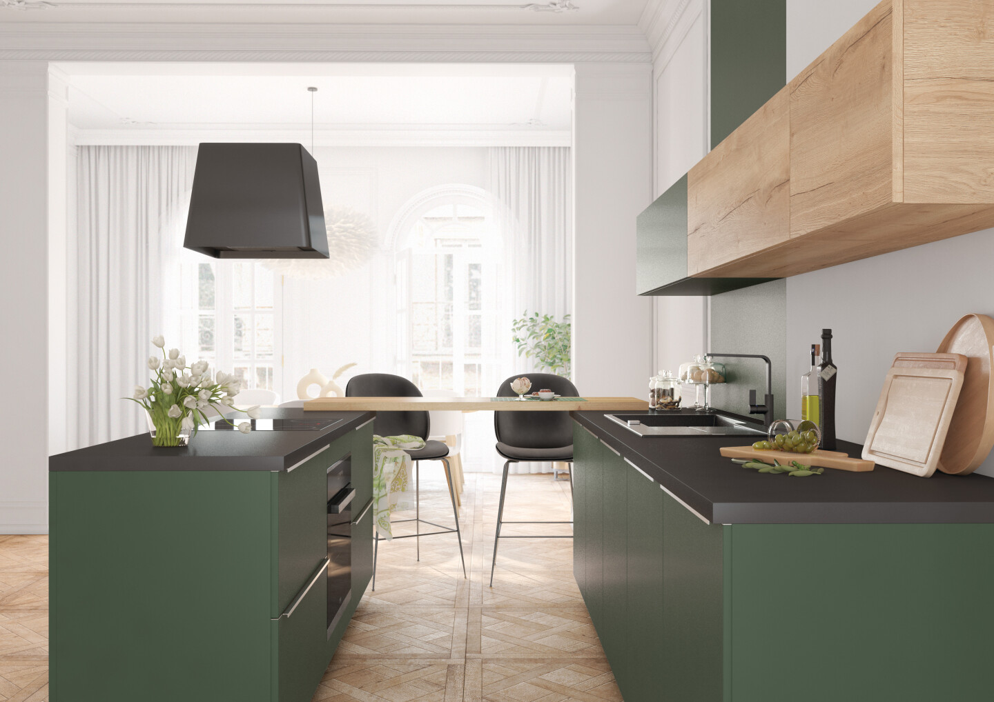 MILANO Vert foret mat soyeux double linéaire