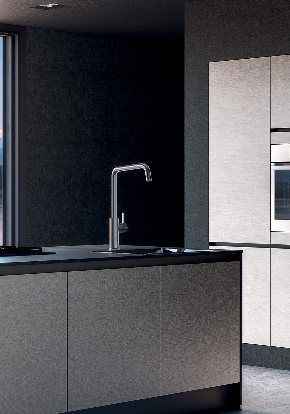 MIA acier brossé avec îlot