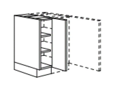 <p><strong>Largeur des meubles bas adaptable :</strong></p><p>Les meubles standards ont des dimensions fixes, entre 15 et 120cm.</p><p>Quand il reste 14cm entre votre dernier meuble et votre mur, cet espace est masqué par un panneau de finition, mais la place est perdue.</p>