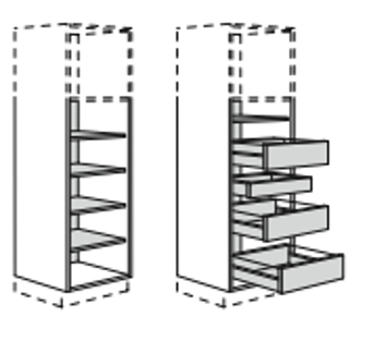 <p><strong>Hauteur des armoires adaptable : </strong></p><p>Les armoires standards ont des hauteurs fixes (4 hauteurs possibles), mais la <a href="https://www.cuisines-aviva.com/cuisines-equipees/categories/cuisine-sur-mesure" rel="noopener noreferrer" target="_blank">fabrication sur mesure</a> permet de ne pas perdre de place en allant au plus près du plafond.</p>